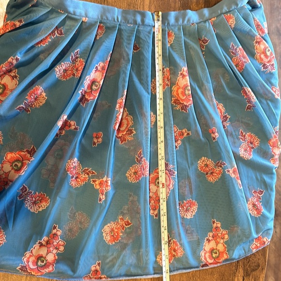 Free People Floral mesh Blue Flowy boho Skirt Size XL - Picture 7 of 7